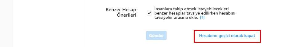 instagram hesabını geçici olarak kapat