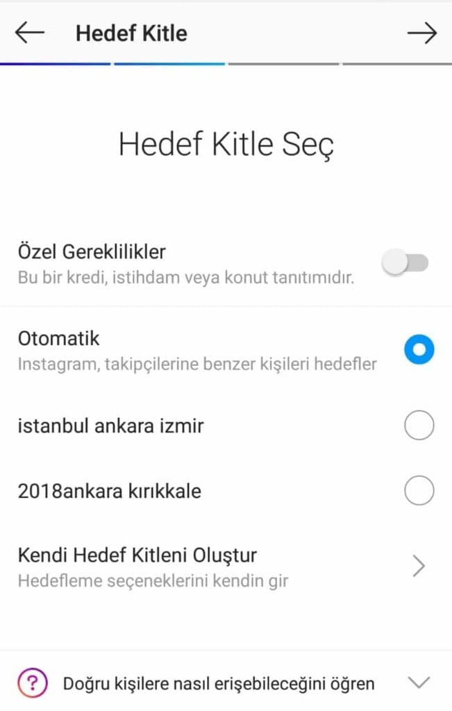 hedef kitle instagram