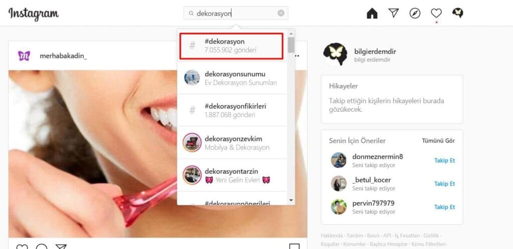instagram etiket bulmak